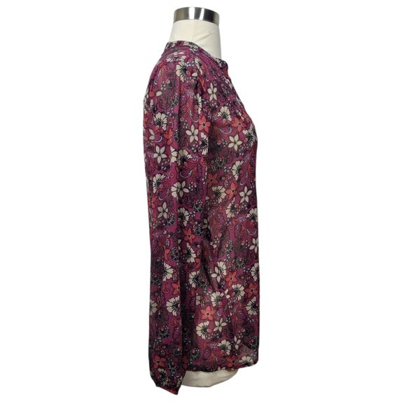 Hollister Floral Sheer Chiffon Boho Blouse Size Small Long Sleeve Peasant Top - Picture 3 of 8